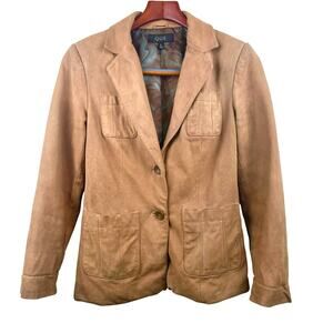 70s Womens Blazer Jacket Sz S Brown Suede Grunge Hipster Boho Hippie Academia